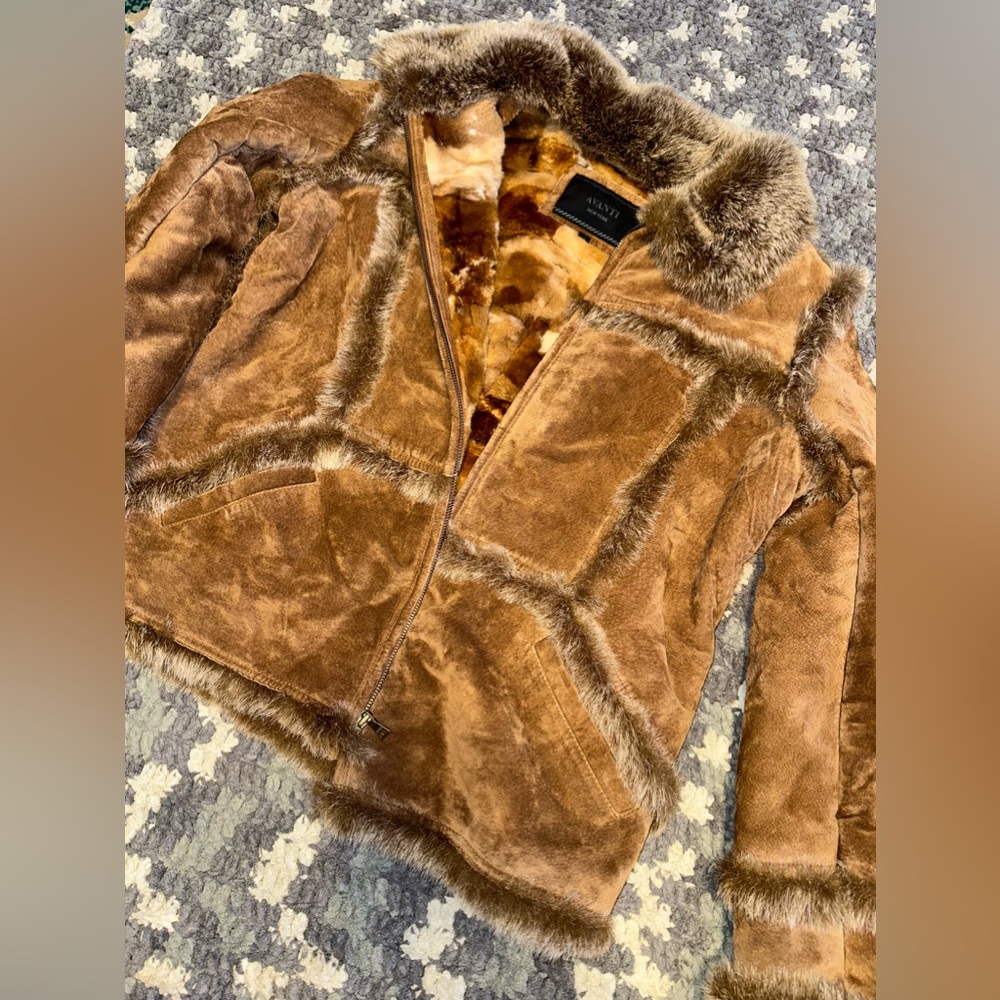 Vintage Rare Avanti Faux Fur Genuine Leather Jacket XL